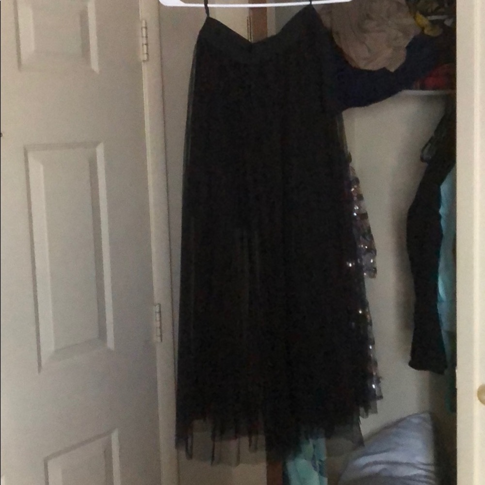 Black skirt with sheer black overlay